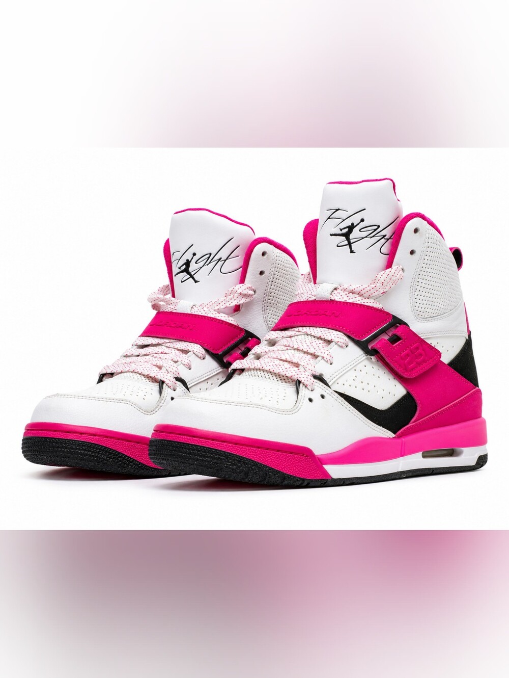 Jordan Kids High-Top Sneakers in White & Hot Pink